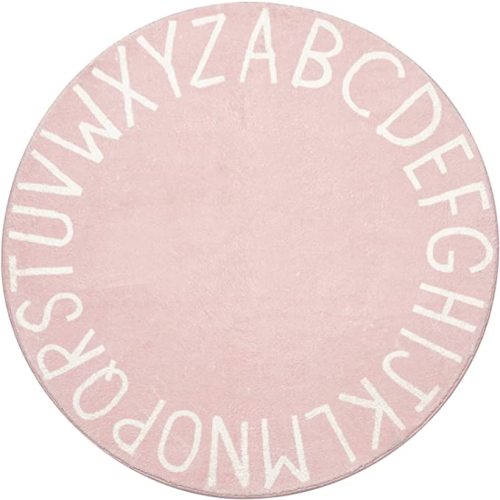 Topotdor Round Kids Play Rug Alphabet Nursery Area Rug Extra Large Soft Crawling Play Mat for Children Toddlers Bedroom (47 inch, Pink)