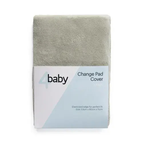4Baby 2 Pack Fitted Change Pad Cover Grey | Baby Bunting AU