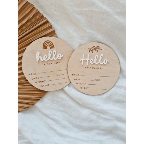 Hello World Sign, Baby Announcement, Hello World Wooden Sign, Baby Announcement Plaque, Newborn Photo Prop, Nursery Decor, Hello World Disc
