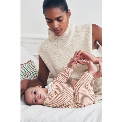 STRIPED KNIT PANTS - Ecru / Red | ZARA United States