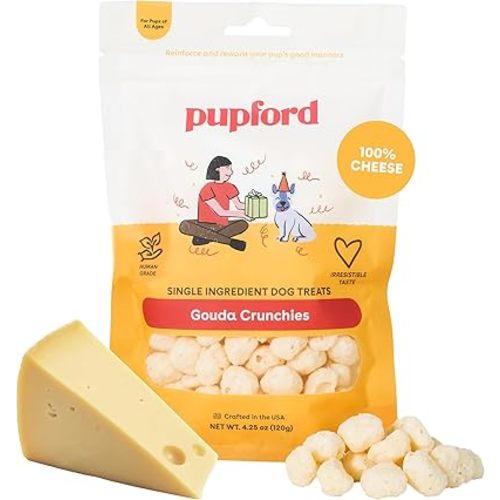 Pupford Cheese Crunchies, All-Natural, Healthy, Freeze Dried, Single-Ingredient Treat for Dogs & Puppies (Gouda, 7.50 oz)