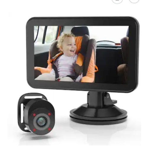 Rexing - BC500 In-Car Baby Cam with Monitor – HD 1080p & Infrared Night Vision - Black
