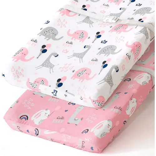 BROLEX Changing Pad Covers for Baby: Boy Girls Ultra Stretchy Soft 2 Pack Elephant Rabbit