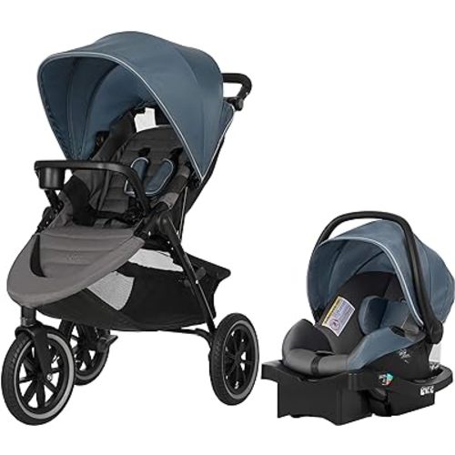Evenflo Folio 3 Stroll and Jog Travel System with LiteMax 35 Infant Car Seat (Skyline Blue)