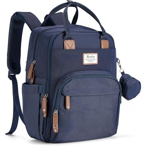 RUVALINO Diaper Bag Backpack, Multifunction Travel Back Pack Maternity Baby Changing Bags, Diaper Changing Totes, Waterproof and Stylish, Navy Blue