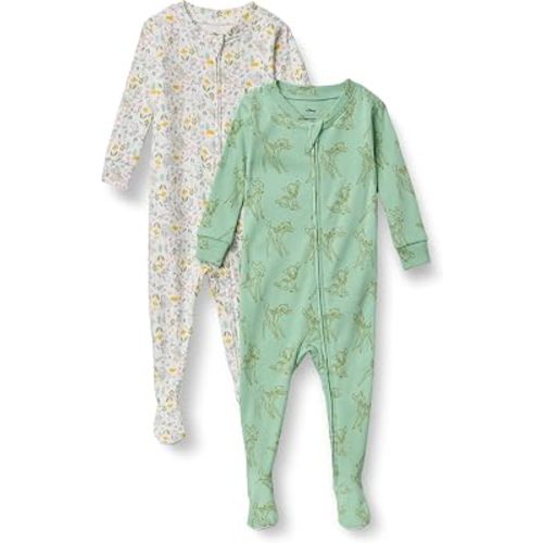Amazon Essentials Disney | Marvel | Star Wars Unisex Babies, Toddlers and Kids' Footed Sleepers, Zip Up Pajamas, Multipacks