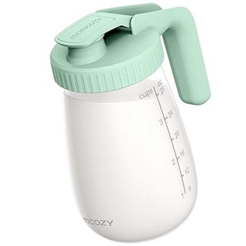 Momcozy Breast Milk Pitcher, Glass Storage Container Wide Mouth, 32oz Green | Heat-resistant Glass, No Leak Sealing, Breastmilk Fridge Storage, Baby Formula Pitcher, Easy Clean, Multipurpose Use