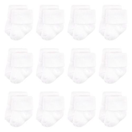 Luvable Friends Baby Newborn and Baby Terry Socks, White, 0-6 Months