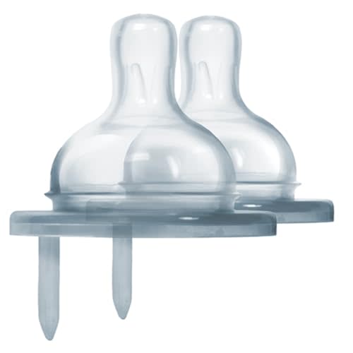 Pura Kiki Bottle Replacement Nipple 2-Pack - 100% Medical-Grade Silicone, Anti-Colic, NonPlastic - Suitable for Infants & Babies 0-3 Months (Slow Flow)