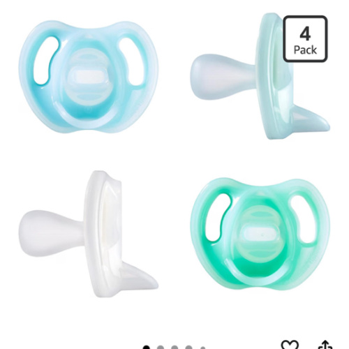 Amazon.com : Tommee Tippee Ultra-Light Silicone Pacifier, 0-6 Months Blue & Green | Symmetrical One-Piece Design, BPA-Free Silicone Binkies, Pack of 4 : Baby