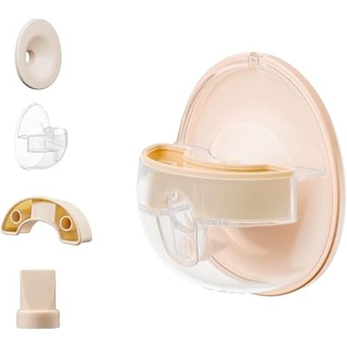 Paruu P16 Replacement Full Set Collector Cup, Only Compatible with P16 Wearable Breast Pump (150ml, 24mm Flange), Original Accessories（Nude, 1 Set