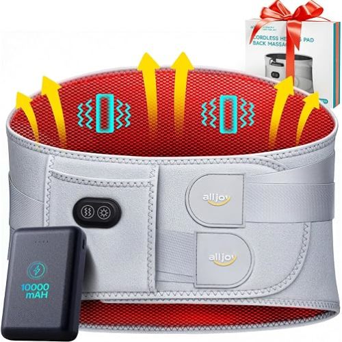 ALLJOY 10000mAh Cordless Heating Pad for Back Pain Relief FSA Eligible HSA, 67" Lower Back Massager with 3 Heat 3 Vibration, Portable Heating Pad for Cramps, Birthday Gifts for Women Men Mom Dad