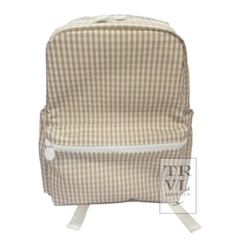 TRVL Tan Gingham Backpack