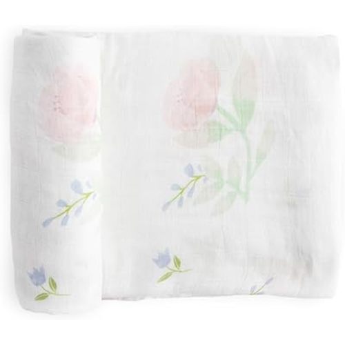 Little Unicorn Deluxe Swaddle | Single | 100% Rayon Muslin from Bamboo | Super Soft | Newborns and Infants | Large 47” x 47” | Machine Washable (Pink Peony)