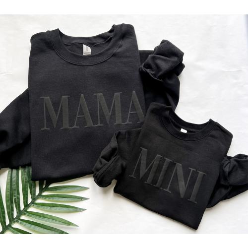 Mama and mini sweatshirts, mommy and me, matching sweatshirts, puff print design, vogue