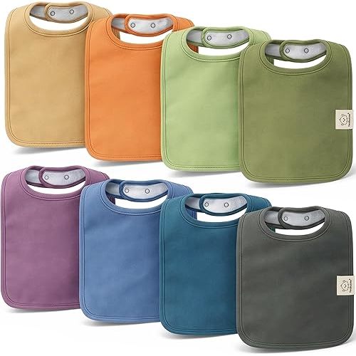 KeaBabies 8-Pack Organic Baby Bibs for Boys, Girls - Super Absorbent Cotton Drool Bibs for Baby Girl & Boy, Teething Toddler, Drooling Newborn, Ultra Soft & Machine Washable (Cruise)