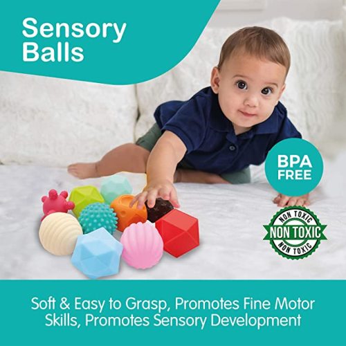 Montessori Toys for Babies | 3 in 1 Soft Baby Toys Bundle | Baby Toys 6 to 12 Months | Sensory Toys for Toddlers 1-3 | Teething Toys for Babies 0-6 Months | Learning Toys