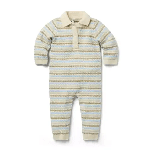 Newborn Cream And Sugar Stripe Baby Striped Collared One-Piece by Janie and Jack