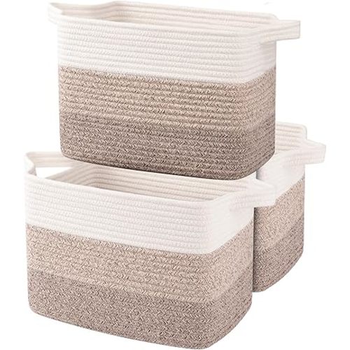 OIAHOMY Cotton Rope Storage Baskets for Organizing Gradient Yellow 3-Pack