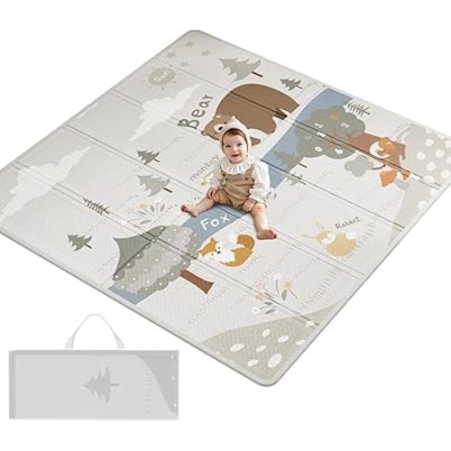 Fodoss Baby Play Mat, 59x59inch Play Mat, 0.4 in Thick Waterproof Playmat for Babies,Kids Foam Play Mat,Waterproof, Carlwing Mat for Baies, Neutral Design Play Mat