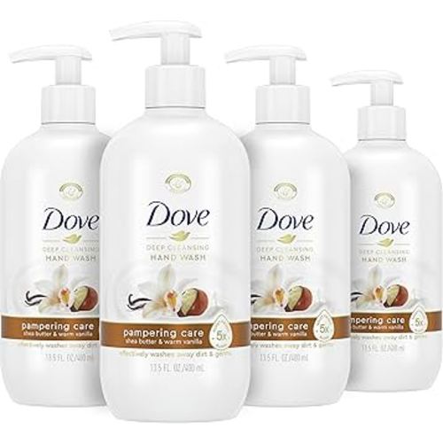 Dove Pampering Care Shea Butter and Warm Vanilla Hand Wash, 13.5 oz (Pack of 4) | clean, softer hands, washes away dirt
