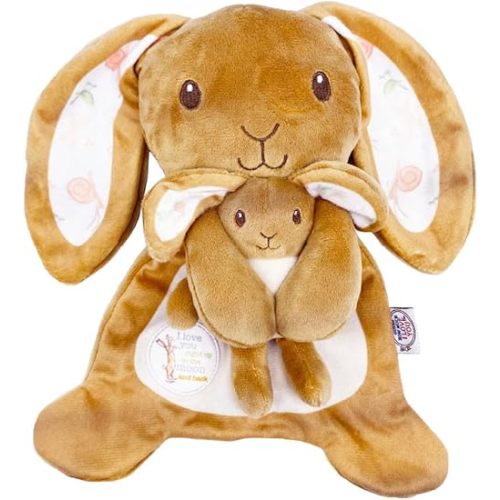 KIDS PREFERRED Guess How Much I Love You Cute Bunny Plush Lovey Crinkle Security Blanket for Infants, Babies, Toddlers and Kids