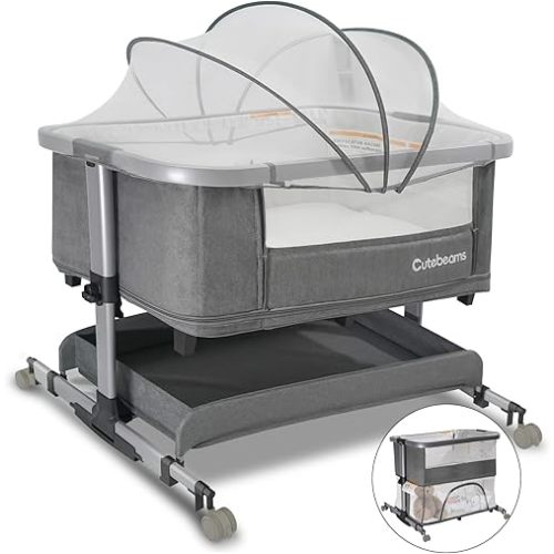 4 in 1 Portable Adjustable Rocking Baby Bassinet with Playpen