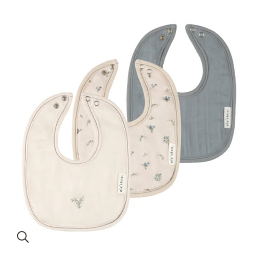 3 Pack Muslin Terry Bibs - Tan/Blue Gingko – Ely's & Co.