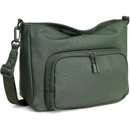 Itzy Ritzy Belong Cargo Caddy for Strollers & Wagons – Convertible Stroller Organizer and Crossbody Bag with Adjustable & Removable Strap, Bottle Holders, Smart Storage Pockets & Secure Straps (Green)