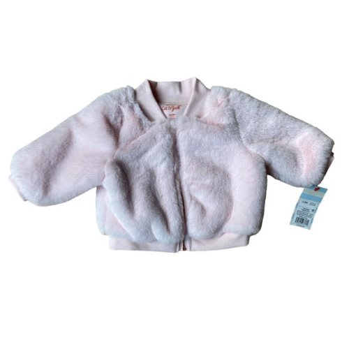 NWT Baby Cat & Jack Floss Pink Faux Fur Fall Cozy Bomber Jacket-size 3-6 months