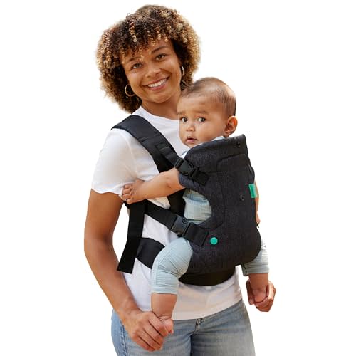 Infantino Flip 4-in-1 Convertible Baby Carrier, Adjustable, Ergonomic Babywearing, Registry Essential, Baby Carrier for Newborn to Toddler, Black