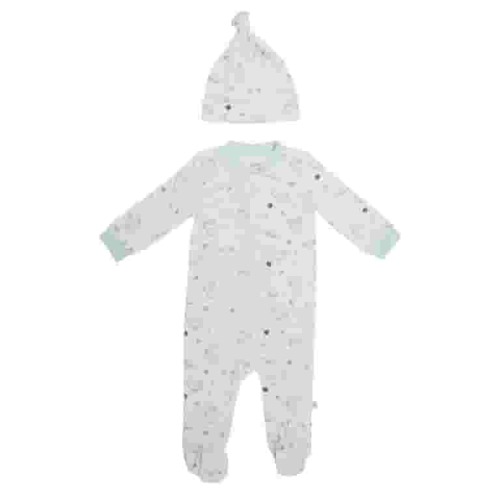 Milkberry Bamboo Pajamas Coverall for Baby Boys Footed Sleep Bodysuit for Infants Size 3-6 Months Moon Rocket