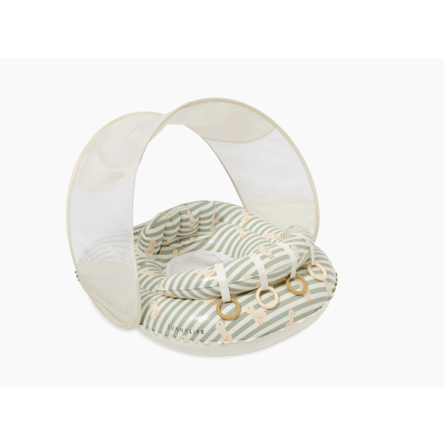 Sunnylife Duck Sage Stripe Interactive Baby Float | Saks Fifth Avenue