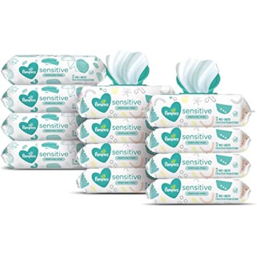 Baby Wipes, Pampers Sensitive Water Based Baby Diaper Wipes, Hypoallergenic and Unscented, 8 Pop-Top Packs with 4 Refill Packs for Dispenser Tub, 864 Total Wipes (Packaging May Vary) - 864 Count (Pack of 1) - Refill Wipes