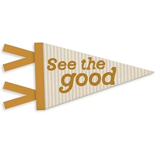 Inspirational See the Good Pennant Felt Banner Flag, Boho Inspirational Wall Hanging Decor for Kids Toddler Girls Nursery Room Bedroom Playroom, 7.8x14.17 Inch
