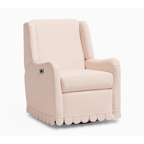 Merced Power Scalloped Recliner Performance Linen Blend Light Pink