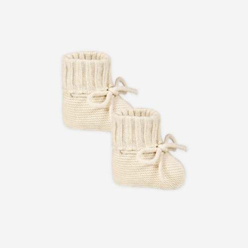Knit Booties - Heathered Natural
