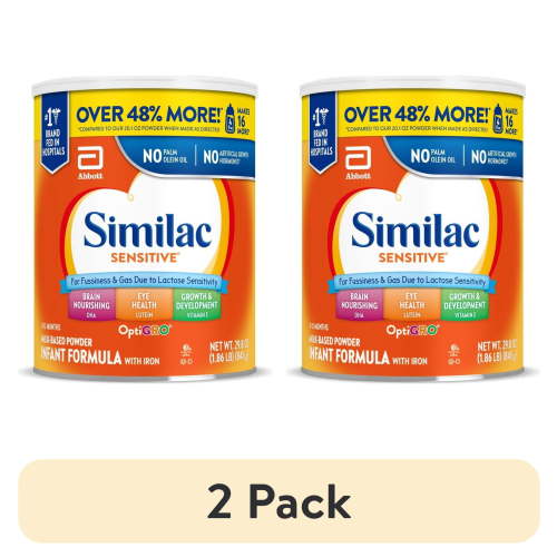 (2 pack) Similac Sensitive Powder Baby Formula, 29.8-oz Can