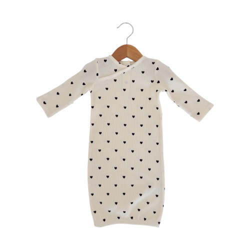 Organic Waffle Gown, Black Heart