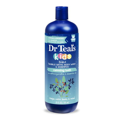 Dr Teal's Kids 3-in-1 Bubble Bath, Body Wash & Shampoo with Ashwagandha, 20 fl oz