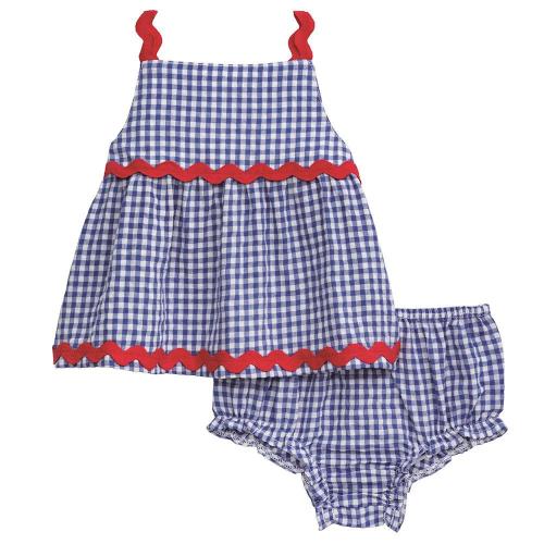 Mud Pie Girl's Gingham Ric Rac Pinafore — NRS