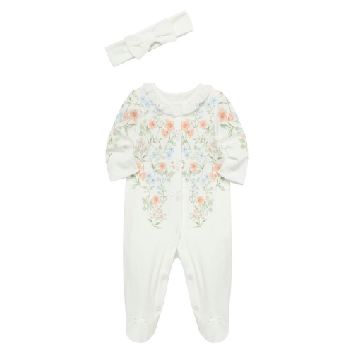 Ramble Rose Cotton Footie & Headband Set, 3M