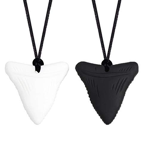 2 PCS Sensory Chew Necklaces - Chew Necklaces for Sensory Kids, Shark Tooth Necklace, Baby Teething Child Chewing Autism Adult, YQZIYOU