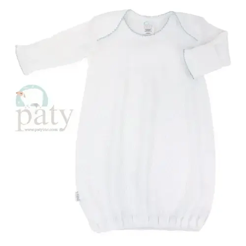 Knit Overlap Shoulder Gown-Mint & Blue