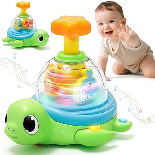 Amazon.com: Baby Crawling Toys 6-12 Months, Musical Light-up Toys for 1 Year Old, Press to Spin Turtle for Cause and Effect, Infant Tummy Time Early Learning, Christmas Birthday Gifts Boy Girl 7 8 9 10 11 Month : Toys & Games