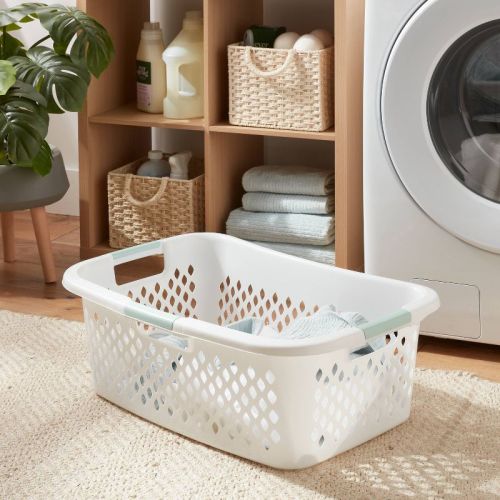 Laundry Basket White - Brightroom™: Polypropylene, Portable, Built-In Handles, 13.9 Volume, 27.57" L, 18.83" W, 9.74" H
