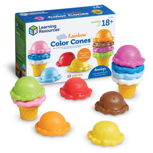 Learning Resources Rainbow Color Cones, 12-Piece Stacking Toys for Toddlers, Color Identification