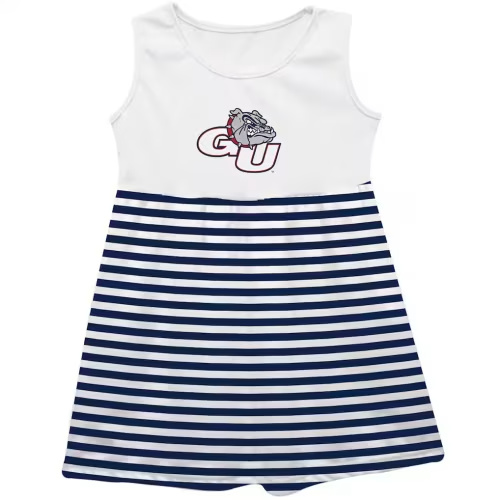 Girls Infant Vive La Fete Navy Gonzaga Bulldogs Striped Tank Top Dress