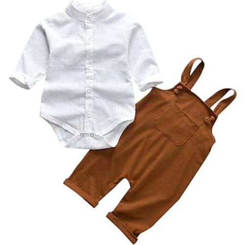 Unutiylo Baby Boys Clothes for Gentleman Outfits,Toddler Overalls Baby Suspender Pants and Bodysuit Romper
