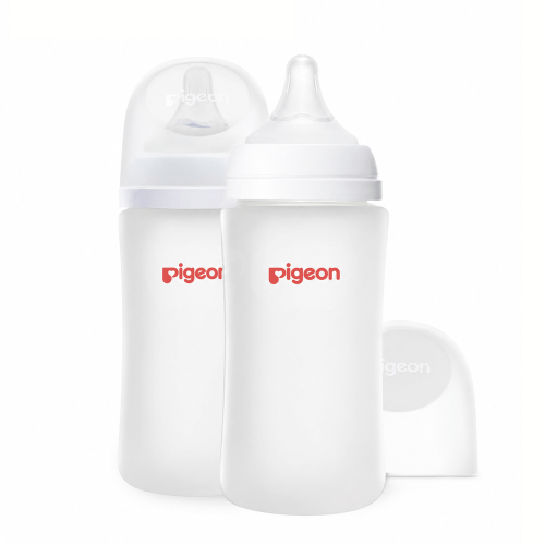 8oz-Silicone Coated Glass-Baby Bottle-Wide Neck-Pack of 2